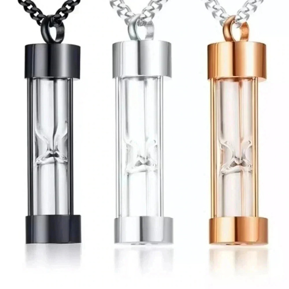 Memorial Hourglass Waterproof Stainless Steel Necklace NWT - Picture 5 of 8